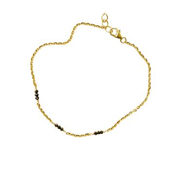 San - Links of Joy's Armbånd eller halskæde i 14kt guld med Facetterede Sorte Diamanter 38cm