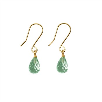 San - Links of Joy's 14k Earrings w.Faceted Green Amethyst 14karat 