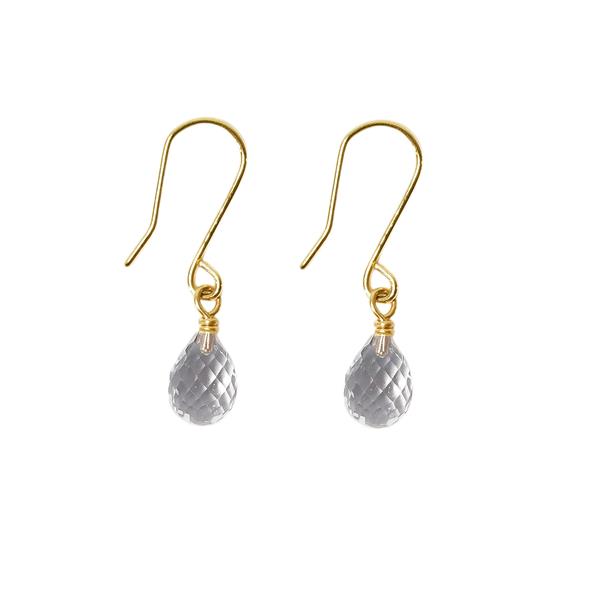 San - Links of Joy\'s øreringe med facetteret mountain crystaller med 14 karat 