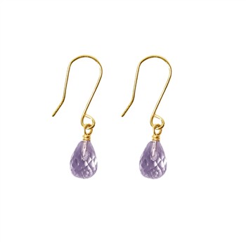 San - Links of Joy's 14K Earrings w.Faceted Pink Amethyst 14 karat
