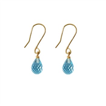 San - Links of Joy's 14K Earrings w.Faceted Blue Topas 14karat 