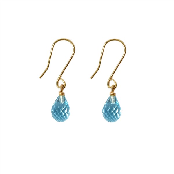 San - Links of Joy\'s 14K Earrings w.Faceted Blue Topas 14karat 