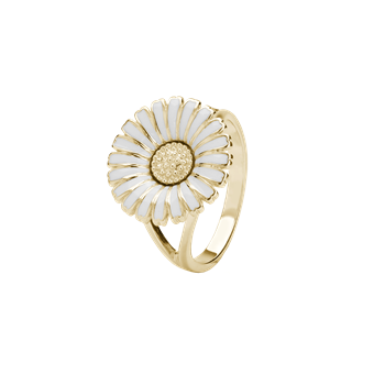 Aagaard's Sølv forg.ring m/marguerit 15 mm hvid