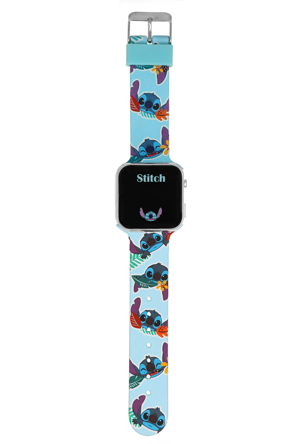 Støvring Design\'s Disney Lillo & Stitch lyse blå LED ur