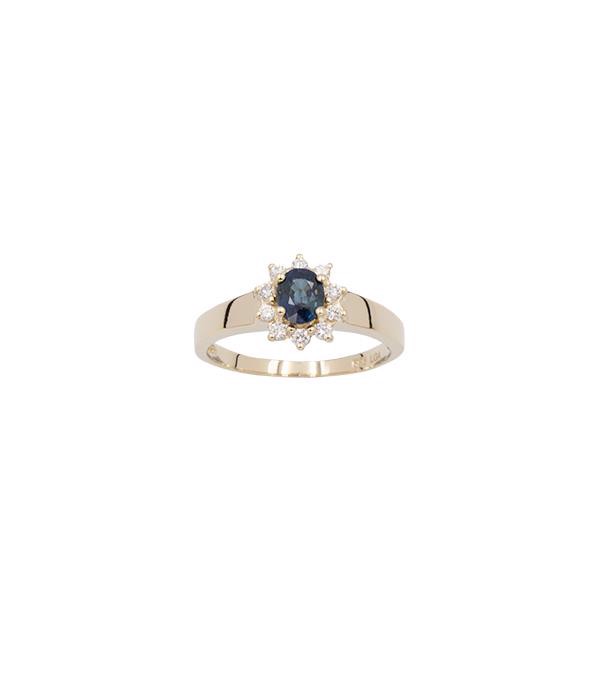 L&G\'s Ring 14 karat rødguld roset safir og brillanter