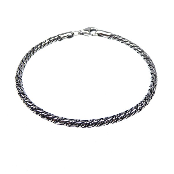 San - Links of Joy\'s 3mm Rævekæde/Twistet i Let Oxyderet Sterlingsølv Armbånd & Halskæde Letoxyderet 21cm
