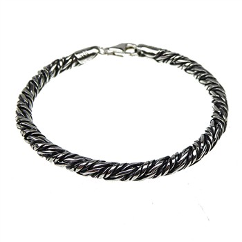 San - Links of Joy's 4,5mm Rævekæde/Twistet i Let Oxyderet Sterlingsølv Armbånd & Halskæde Letox. 23cm