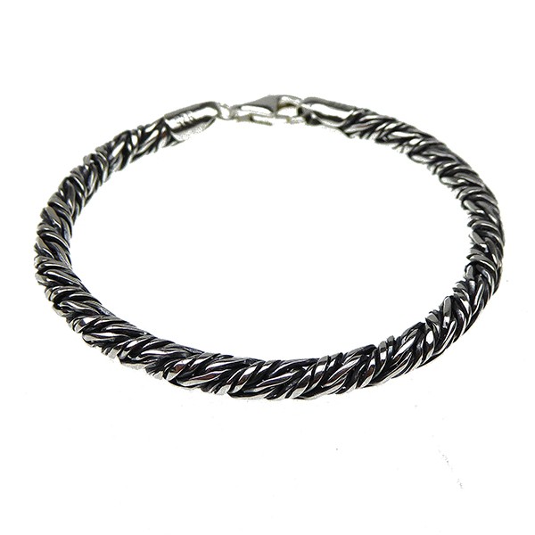 San - Links of Joy\'s 4,5mm Rævekæde/Twistet i Let Oxyderet Sterlingsølv Armbånd & Halskæde Letox. 23cm