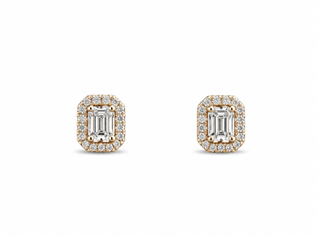 L&G's Ørestikker 14 karat SQUARE smaragd slib 0,48 carat med 0,15 brillanter rundt WSI