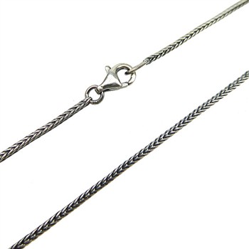 San - Links of Joy's 1,3mm Rævekæde i Let Oxyderet Sterlingsølv Armbånd & Halskæde 60cm