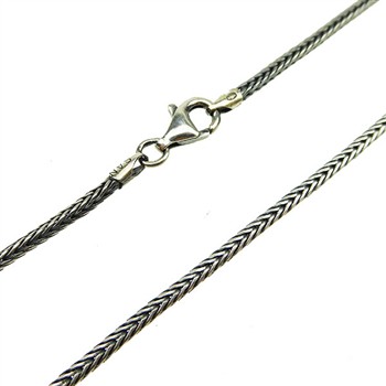 San - Links of Joy's 2,1mm Rævekæde i Let Oxyderet Sterlingsølv Armbånd & Halskæde 60cm