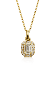 L&G's Vedhæng 14 karat SQUARE smaragd slib 0,26 carat brillanter rundt 0,06 carat WSI