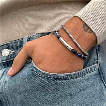 Blicher Fuglsang's Eksklusivt herrearmbånd i stål med natursten - 19,5 cm langt
