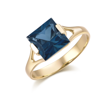 Støvring Design's blå London Topas på ægte guld ring