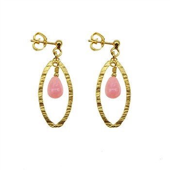 San - Links of Joy's Øreringe - Forgyldt m.Pink Opal Pr.par