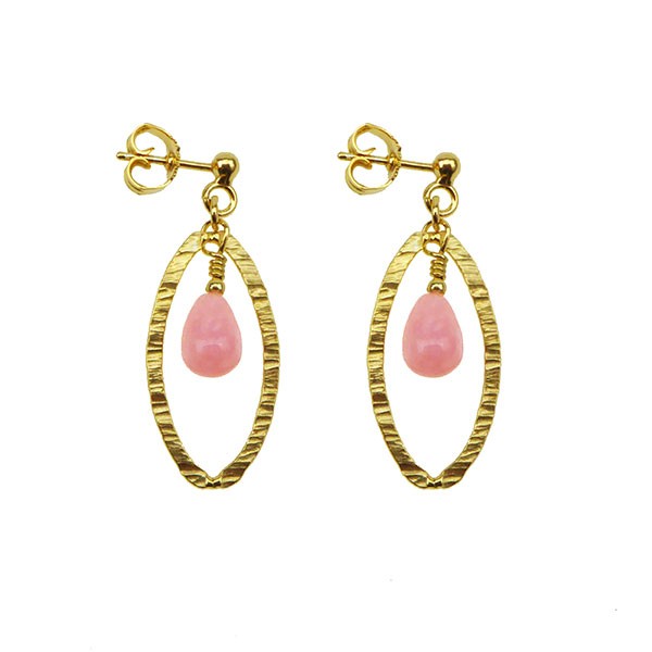 San - Links of Joy\'s Øreringe - Forgyldt m.Pink Opal Pr.par