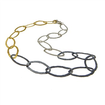 San - Links of Joy's Armbånd & halskæde - sort/blank & forgyldt 23cm