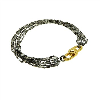 San - Links of Joy's Armbånd & halskæde - Oxyderet m.Forgyldt Magnetlås 21cm