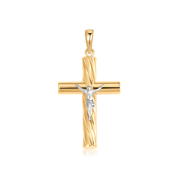 Kors vedhæng i 8 kt. guld – med kristus, 25 x 17 mm
