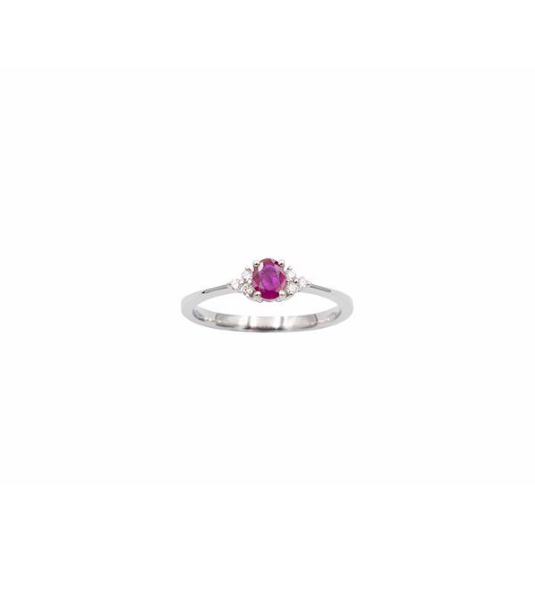 L&G\'s Ring 14 karat hvidguld rubin og brillanter 0,06 carat WSI