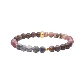 Heinzendorff's Jasper,spong quartz, snow flake jasper, forg. hematit armbånd 6mm