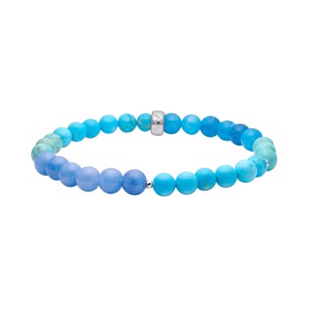 Heinzendorff's Blå spong quartz, Howlite, hematit  6mm armbånd