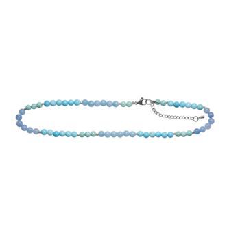 Heinzendorff's Blå spong quartz, Howlite, hematit  6mm - carabinlås 40+5cm