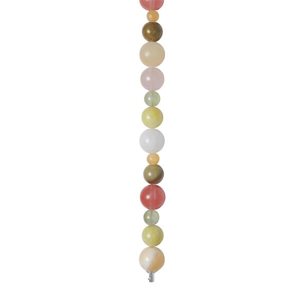 Heinzendorff\'s Rosaquartz, musdart, jade, prehnite, jasper, marmor 12mm system-kæde