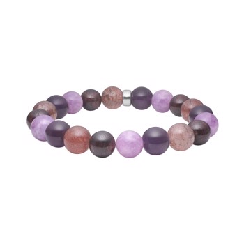 Heinzendorff's Amethyst, cherry quartz,  spong quartz, granat 12mm armbånd