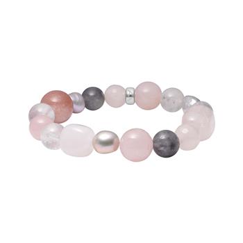 Heinzendorff's Rosaquartz, grå cloudy quartz, sol sten, fvkp. armbånd