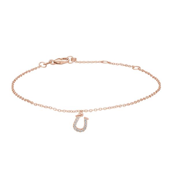 Siersbøl\'s Rosaforgyldt sølv armbånd m/hestesko cz 7mm 17+3