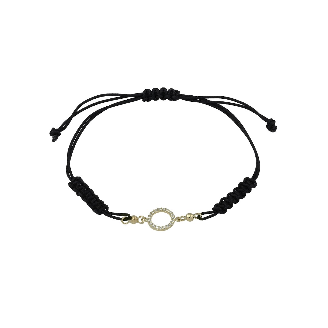 Siersbøl\'s Nylon armbånd m/ 8kt. cirkel vedhæng m/cz