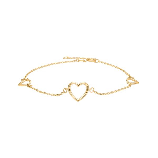 Siersbøl\'s 8kt. guldarmbånd m/3 hjerter