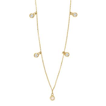 Siersbøl's 8kt. guldhalskæde m/5 cz i rørfatning