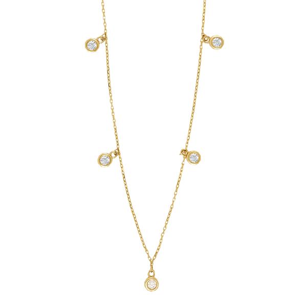 Siersbøl\'s 8kt. guldhalskæde m/5 cz i rørfatning