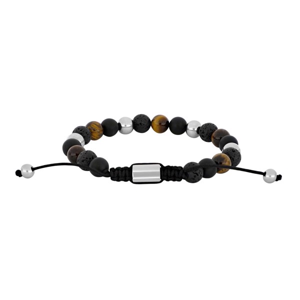 Son of Noa\'s SON armbånd sort agate/lava/tigerøje og stål