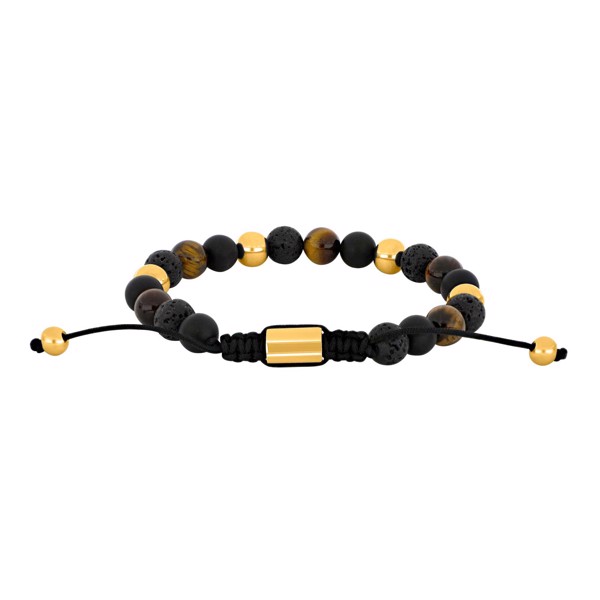 Son of Noa\'s SON armbånd sort agate/lava/tigerøje og IP gold