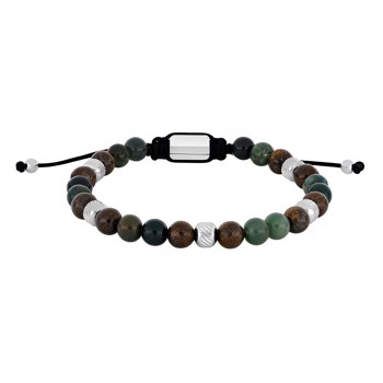 Son of Noa's SON armbånd moss agate/ilmenite bronzitite og stål 8mm