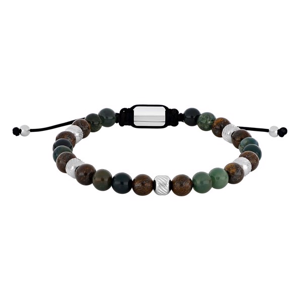 Son of Noa\'s SON armbånd moss agate/ilmenite bronzitite og stål 8mm