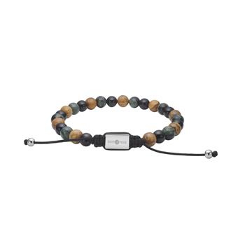 Son of Noa's SON armbånd kambala jaspis/picture stone/sort agat og stål 4mm, 19-25cm