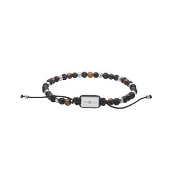 Son of Noa's SON armbånd sort agate/lava/tigerøje og stål 4mm, 19-25cm