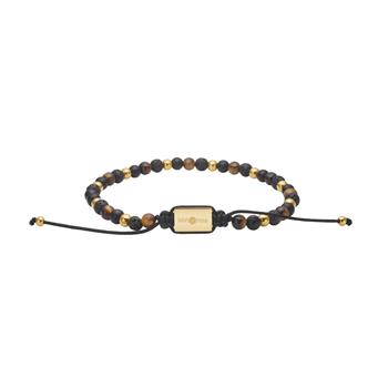 Son of Noa's SON armbånd sort agate/lava/tigerøje og IP gold stål 4mm, 19-25cm