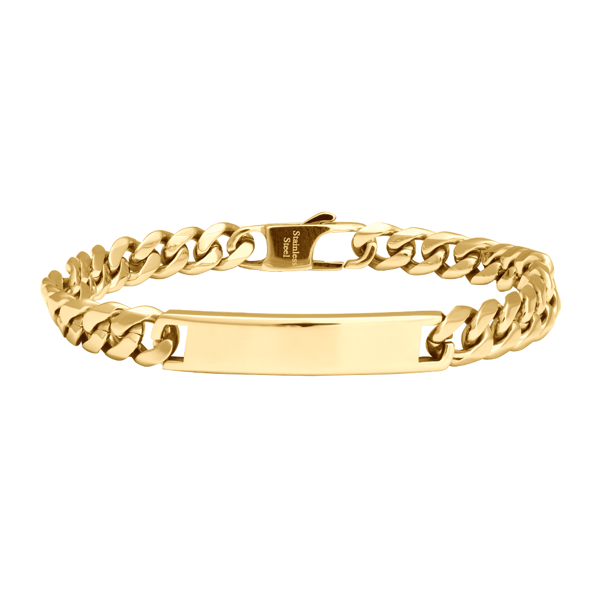 Son of Noa\'s SON armbånd stål med plade blank 19cm IPGold