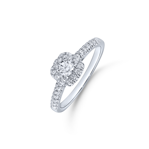 Støvring Design\'s 14 karat hvidgulds ring med brillianter