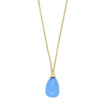 Nordahl's Forgyldt sølvkæde SWEETS52 blue chalcedon 