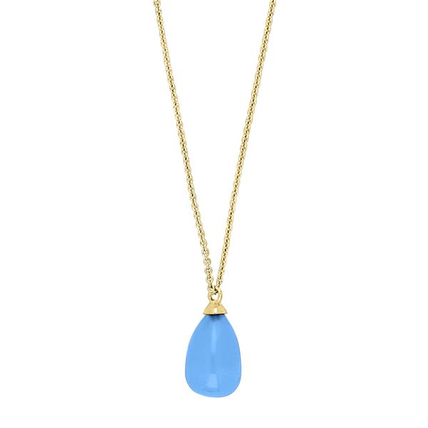Nordahl\'s Forgyldt sølvkæde SWEETS52 blue chalcedon 
