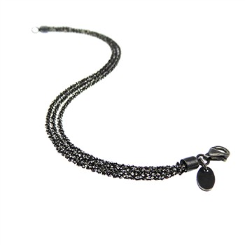 San - Links of Joy's Armbånd & Halskæde - 3 rækket DiamondCut & Oxyderet 22cm