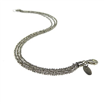 San - Links of Joy's Armbånd & Halskæde - 3 rækket DiamondCut & Rhodineret 22cm
