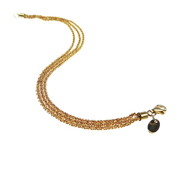 San - Links of Joy\'s Armbånd & Halskæde - 3 rækket DiamondCut & Forgyldt 17cm