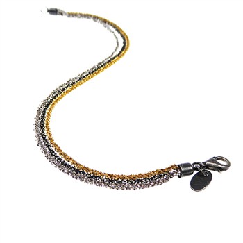 San - Links of Joy's Armbånd & Halskæde - 3 rækket DiamondCut & 3 farvet 19cm